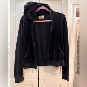 Juicy couture velour velvet black zip up hoodie. It is missing the J zipper Y2K